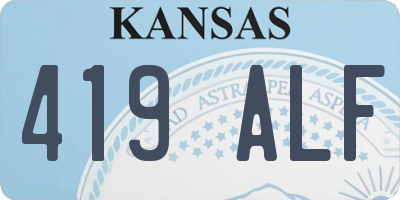 KS license plate 419ALF