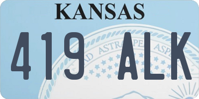 KS license plate 419ALK