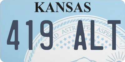 KS license plate 419ALT