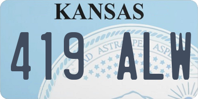 KS license plate 419ALW