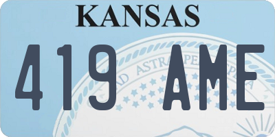 KS license plate 419AME