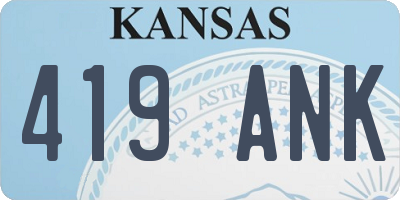 KS license plate 419ANK