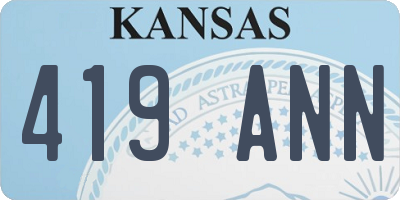 KS license plate 419ANN