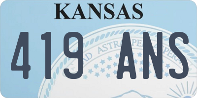 KS license plate 419ANS