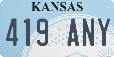 KS license plate 419ANY