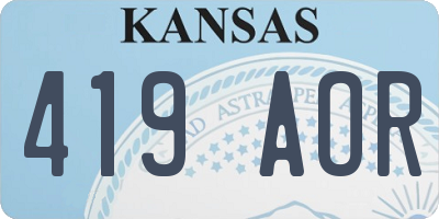 KS license plate 419AOR