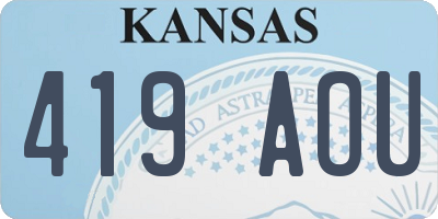 KS license plate 419AOU