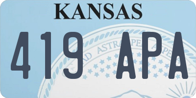 KS license plate 419APA