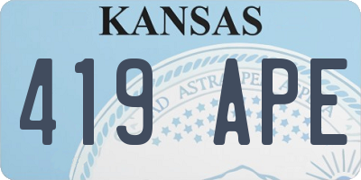 KS license plate 419APE