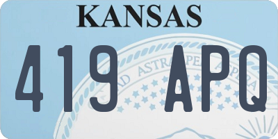 KS license plate 419APQ