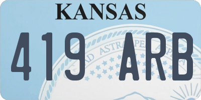 KS license plate 419ARB