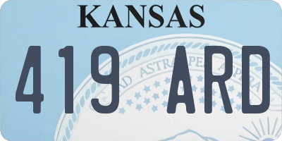KS license plate 419ARD