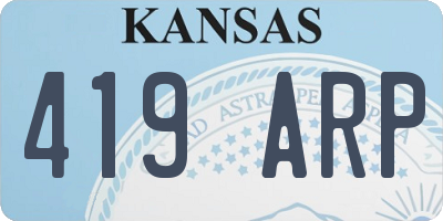 KS license plate 419ARP
