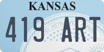 KS license plate 419ART