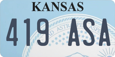 KS license plate 419ASA