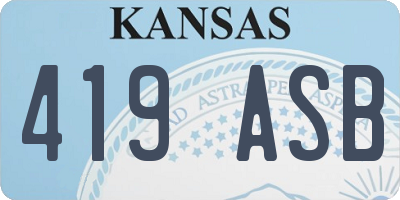 KS license plate 419ASB