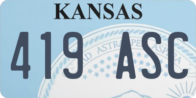 KS license plate 419ASC