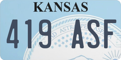 KS license plate 419ASF