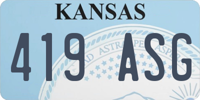 KS license plate 419ASG