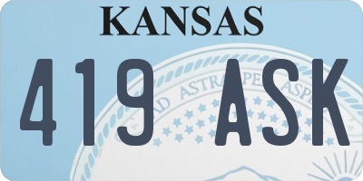 KS license plate 419ASK