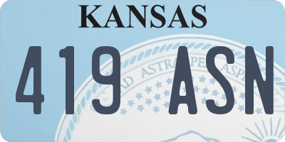 KS license plate 419ASN