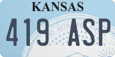 KS license plate 419ASP