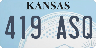 KS license plate 419ASQ