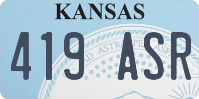 KS license plate 419ASR