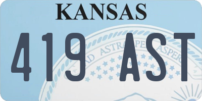 KS license plate 419AST
