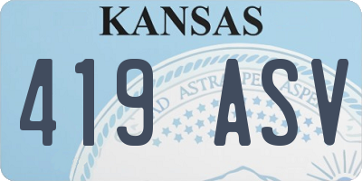 KS license plate 419ASV