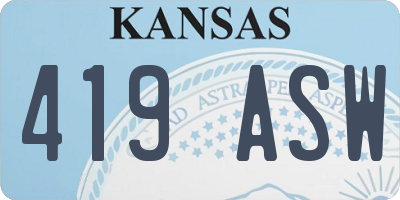 KS license plate 419ASW