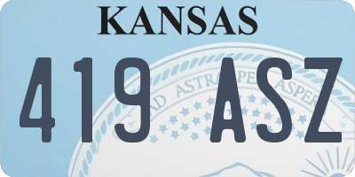 KS license plate 419ASZ