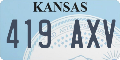 KS license plate 419AXV