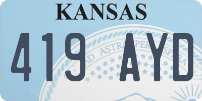 KS license plate 419AYD