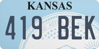 KS license plate 419BEK