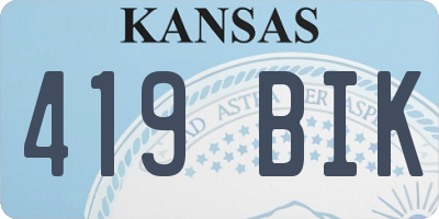 KS license plate 419BIK
