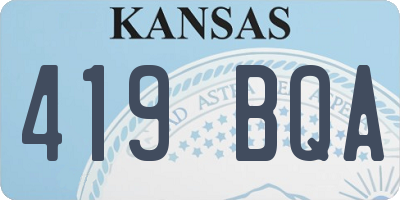 KS license plate 419BQA