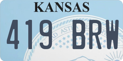 KS license plate 419BRW