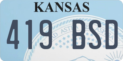 KS license plate 419BSD