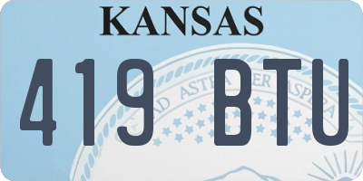 KS license plate 419BTU