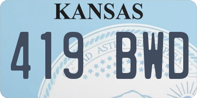 KS license plate 419BWD