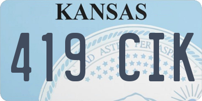 KS license plate 419CIK