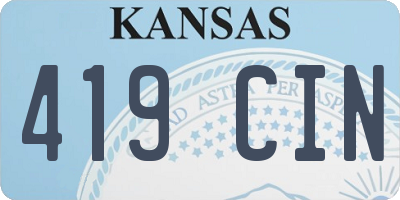 KS license plate 419CIN