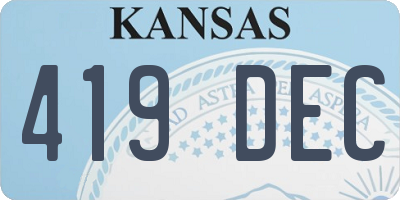 KS license plate 419DEC