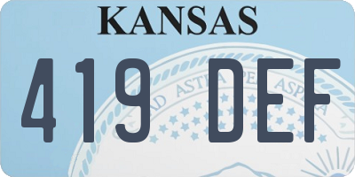 KS license plate 419DEF