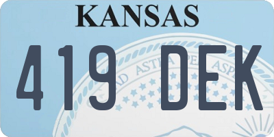 KS license plate 419DEK