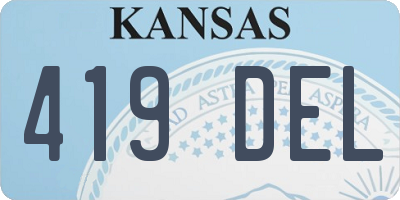 KS license plate 419DEL