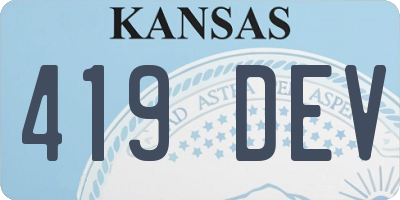 KS license plate 419DEV