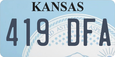 KS license plate 419DFA