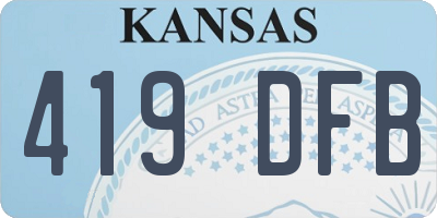 KS license plate 419DFB